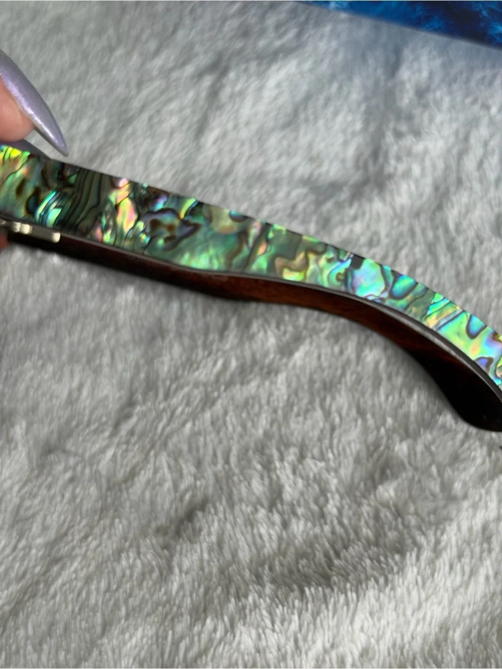 Abalone Pattern Square Sunglasses with Purple Lenses